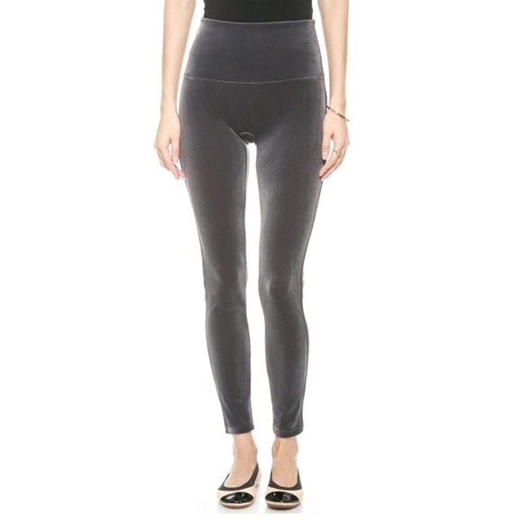 SPANX Pants - Spanx‎ Velvet Leggings Lapis Night Gray High Waisted Shaping Leggings Small S/P